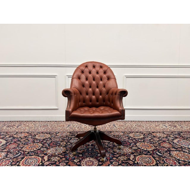 About this Classic English Wade Chesterfield Desk Chair Classic and Elegant | Antique office chairs in English, Classic...