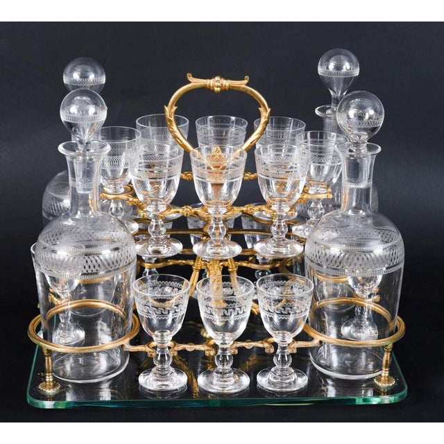 Antique French Bacarrat Ormolu and Glass Liqueur Cabinet, 1800s, Set of 21 For Sale - Image 15 of 18