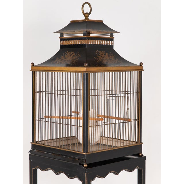 Regency Style Tole Birdcage on Stand, Usa, 20th Century For Sale In New York - Image 6 of 10