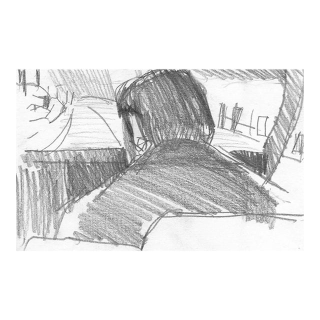 1970s Drawing of Man Riding in a Car For Sale