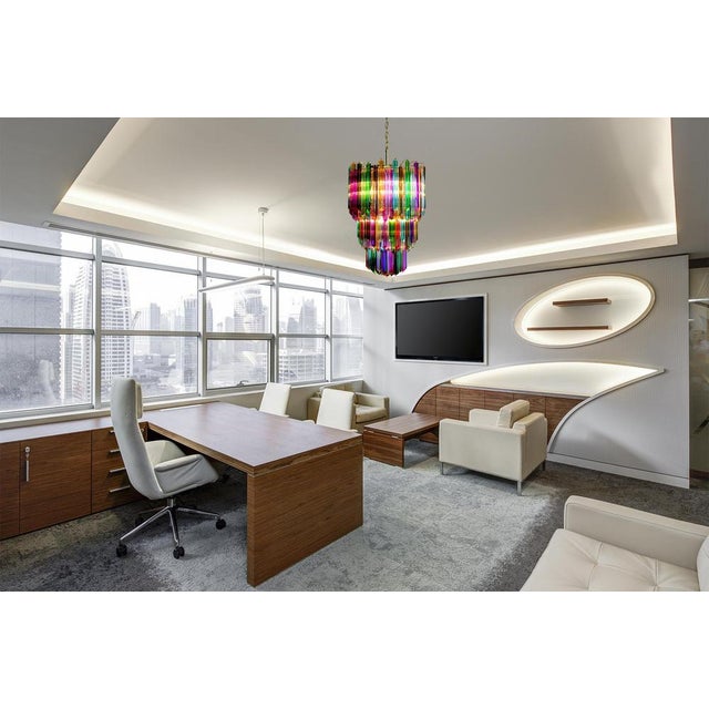 Fantastic vintage Murano chandelier made by 184 Murano crystal multicolored prism (Quadriedri) in a nickel metal frame....