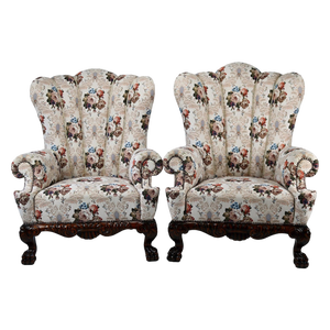 Set of Austro-Hungarian Wingback Chairs, 1880s