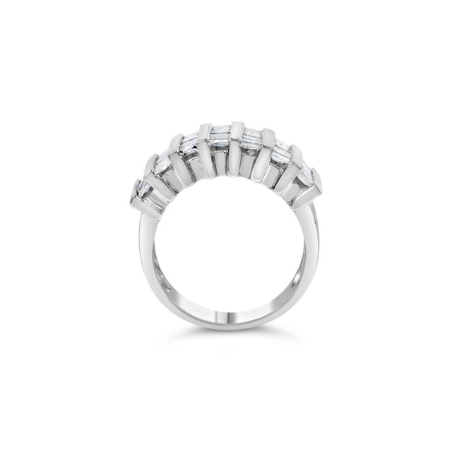 .925 Sterling Silver 1.0 Cttw Baguette Cut Diamond Vertical Channel Fluted Multi-Row Unisex Fashion Wedding Ring (H-I Color, I1-I2 Clarity) - Size 7 For Sale In New York - Image 6 of 7