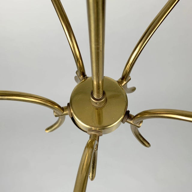 1980s Brass and White Glass Chandelier, 1980s For Sale - Image 5 of 8