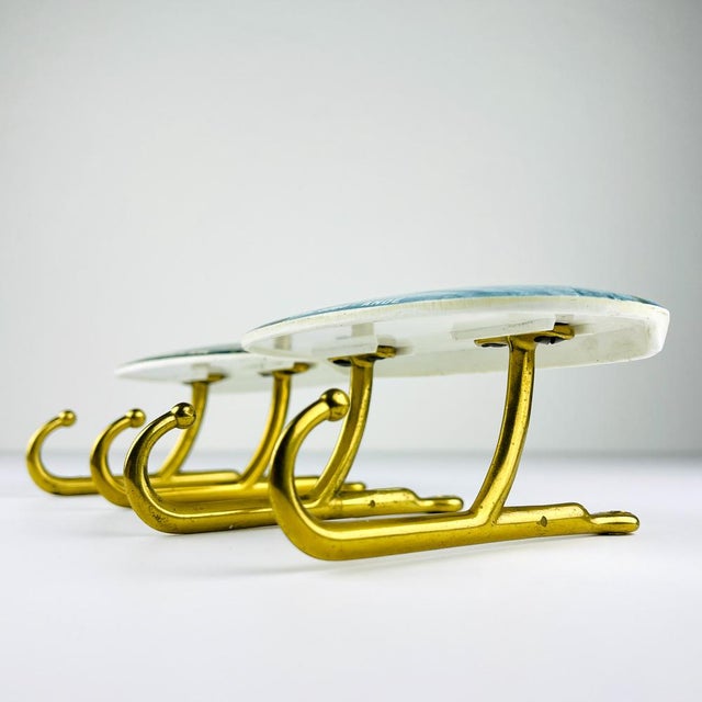 Vintage Brass Hangers with Photo, Italy, 1950s, Set of 2 For Sale - Image 11 of 14