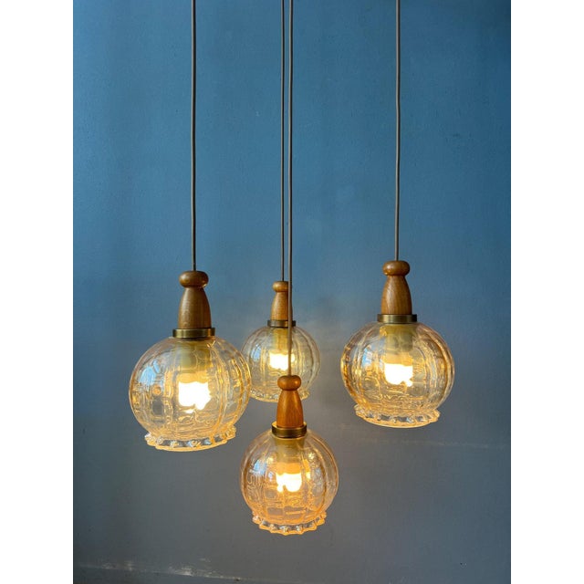 Vintge Glass Cascade Pendant Lamp from Hustadt Leuchten For Sale - Image 11 of 11
