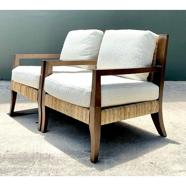 This sophisticated pair of “Fishers Island” lounge chairs by EJ Victor exemplifies the intersection of traditional British...