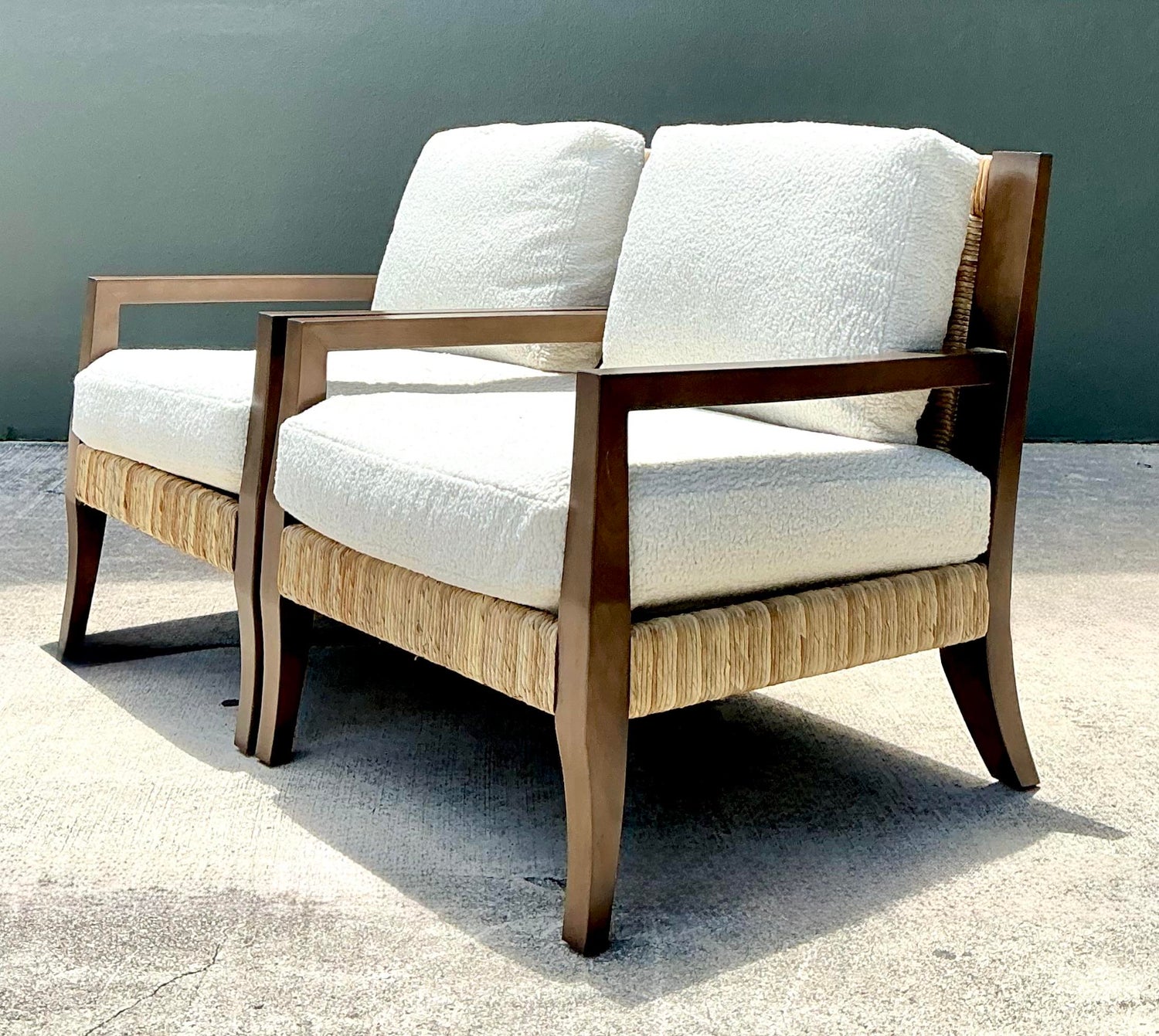 Vintage Ej Victor “Fishers Island” Rush Lounge Chairs - A Pair - Side view