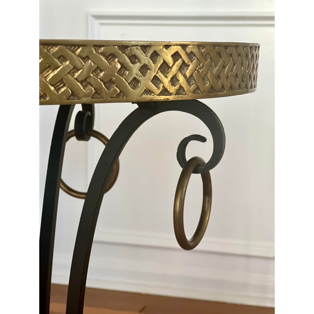 Wood 20th Century Iron and Brass Gueridon With Black Granite Top For Sale - Image 7 of 12