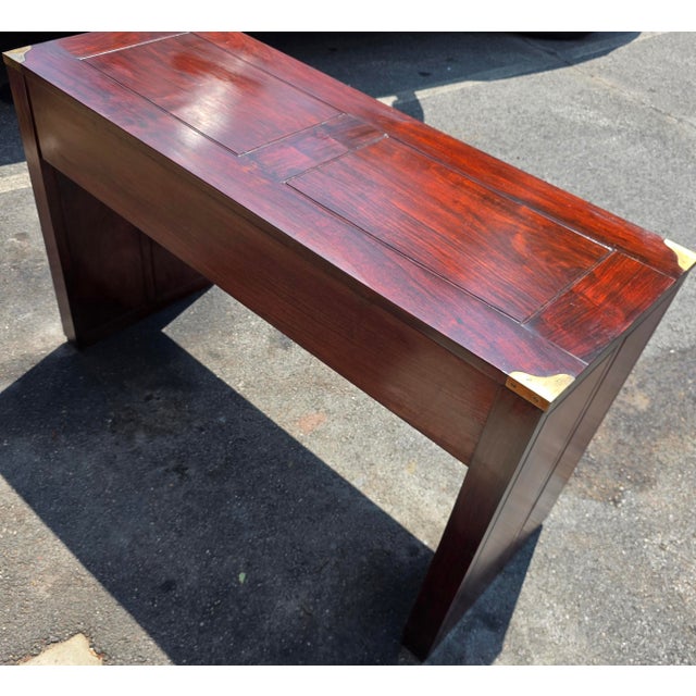 English Regency Rosewood Writing Table With Elaborate Brass Wire Inlay and Brass Corner Mounts, Circa 1830 For Sale In Washington DC - Image 6 of 14