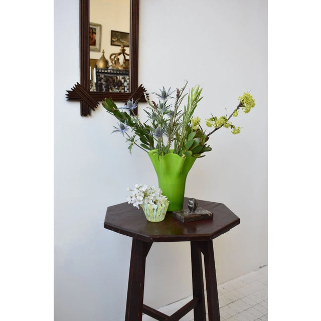 Mid-Century Modern Vintage Lime Green Handblown Glass Undulating Vessel, Circa 1960s For Sale - Image 3 of 17
