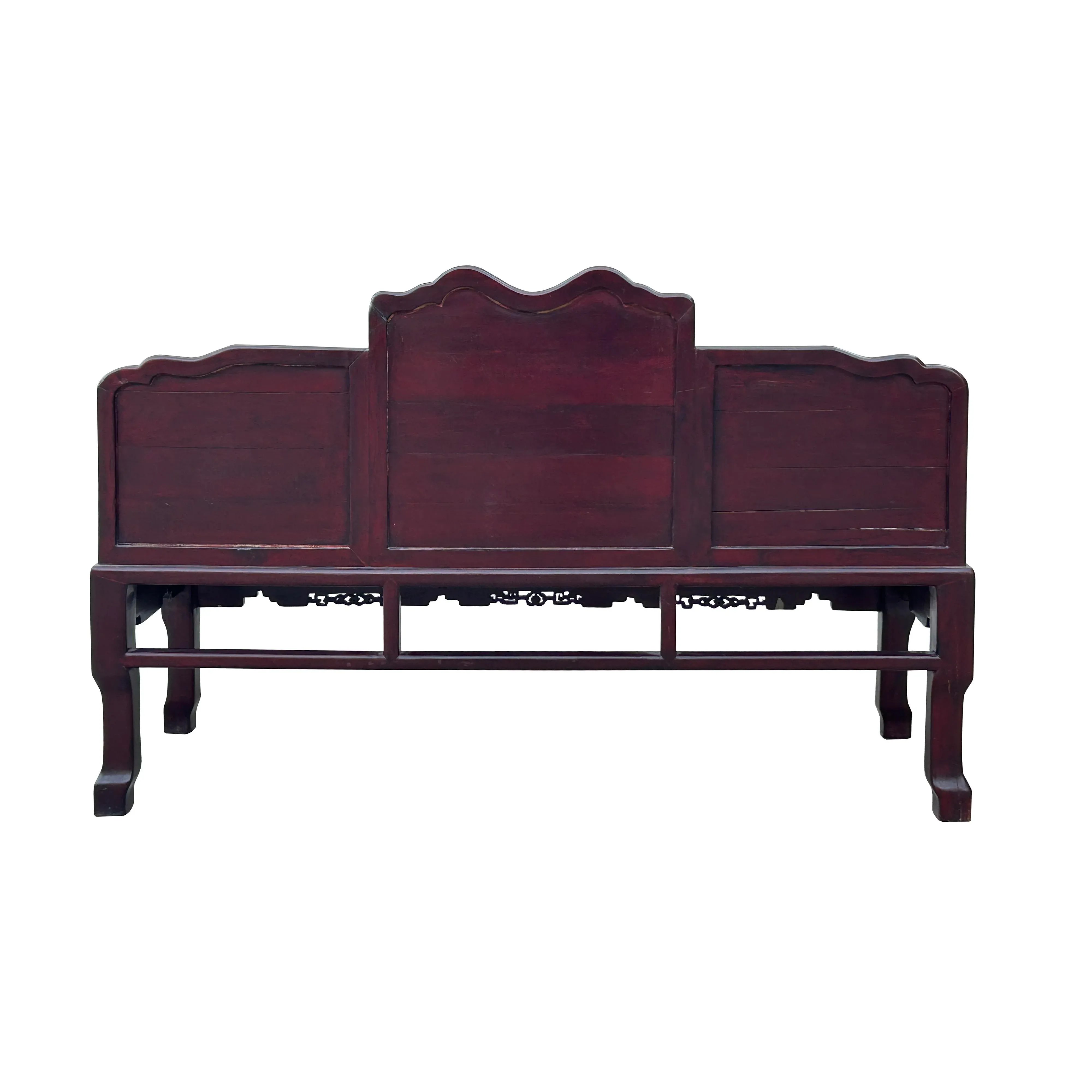 Chinese Red Rosewood & Mother of Pearl Bench | Chairish