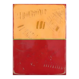 The Window 369 - Modern Shiny Resin Minimalist Red and Yellow Dual Tone Artwork by Ricky Hunt For Sale