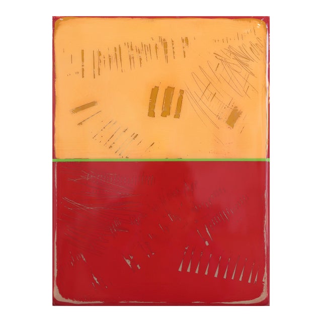 The Window 369 - Modern Shiny Resin Minimalist Red and Yellow Dual Tone Artwork by Ricky Hunt For Sale