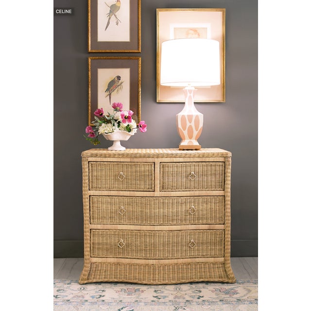 New Item. Beautiful Rattan Four Drawer Chest in Woven Rattan with Satin Brass Pulls and Soft Gllid Close. The perfect...