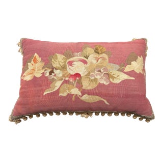 French Aubusson Needlepoint & Silk Down Designer Pillow For Sale