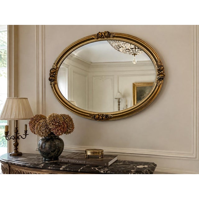 Gilded Wooden Mirror, 1950s For Sale - Image 3 of 10
