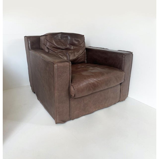 Brown Leather Armchair, Italy, 2000s For Sale - Image 3 of 18