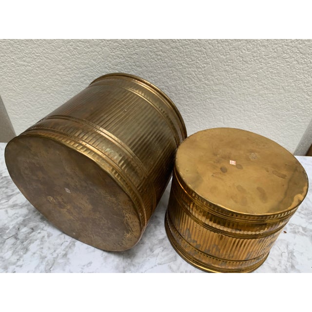 Large Brass Plant Vessels or Wastebaskets- Set of Two For Sale In Sacramento - Image 6 of 7