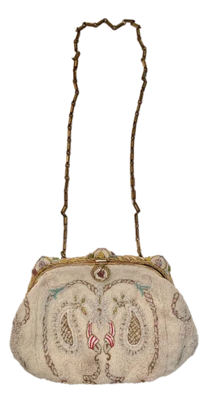 1950’s Antique Paisley and Garland Beaded Evening Bag