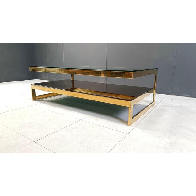 Vintage 23kt Gold 2-Tier Coffee Table from Belgochrom, 1970s For Sale - Image 9 of 11