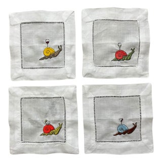 Drunk Snails Cocktail Napkins - Set of 4 For Sale