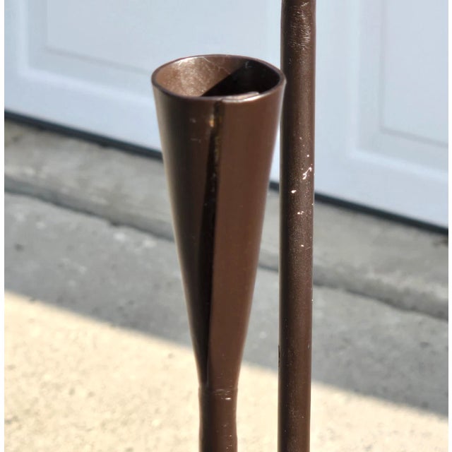 Brutalist Metal 42" Floor Candelabra, Manner of Harry Bertoia For Sale - Image 12 of 16