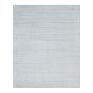 5x8 Xena Maya Ivory Solid Minimalist Modern Handmade Wool & Viscose Carpet Rug For Sale