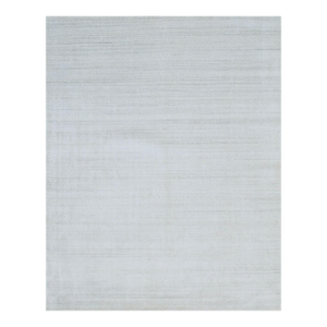 5x8 Xena Maya Ivory Solid Minimalist Modern Handmade Wool & Viscose Carpet Rug