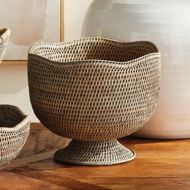 Kenneth Ludwig Chicago Burma Rattan Footed Cachepot For Sale - Image 4 of 4