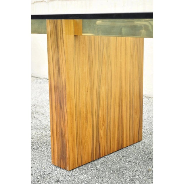 Late 20th Century Kagan Lacquered Rosewood and Brass Cantilever Glass Top Extension Dining Table For Sale - Image 15 of 18