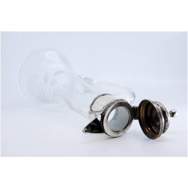 Silver Glass Jug with Reliefs on the Neck and Silver Hinged Lid For Sale - Image 8 of 11