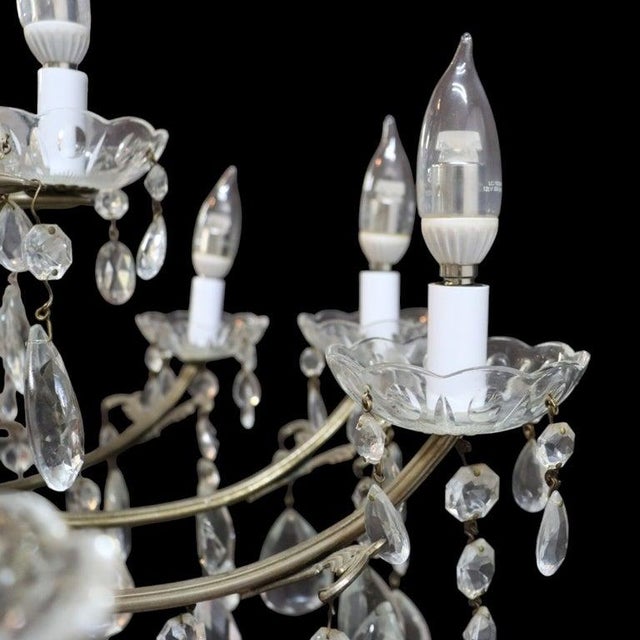 Bronze Crystal & Gilt Bronze 15-Light Chandelier C1940 For Sale - Image 8 of 10