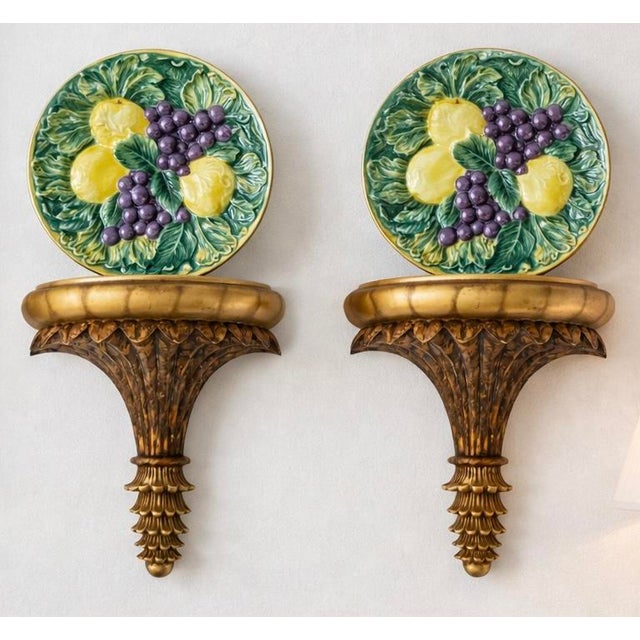 20th-C. Regency Style Gilt and Faux Tortoise Wall Brackets / Shelves - Pair For Sale - Image 4 of 6