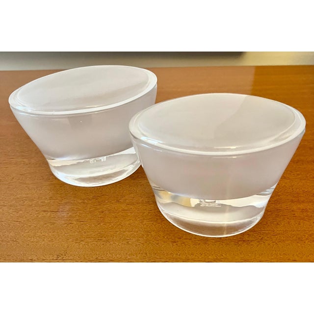 Oval Frosted Lidded Glass Boxes - A Pair For Sale - Image 4 of 10
