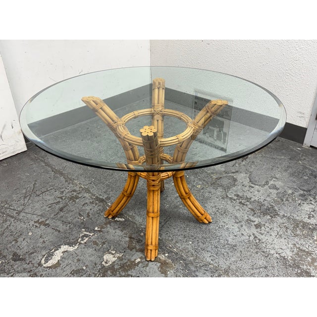 Design Plus Gallery presents a Vintage Bamboo + Glass Table from David Francis. Made of a rattan over steel frame with...