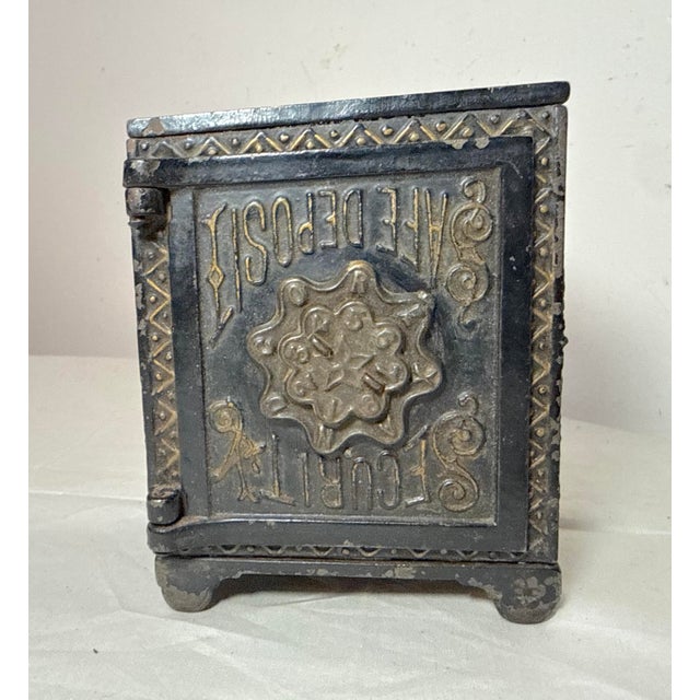 Rare Mistake Antique 1888 Cast Iron Security Safe Deposit Lockable Still Bank For Sale - Image 4 of 12