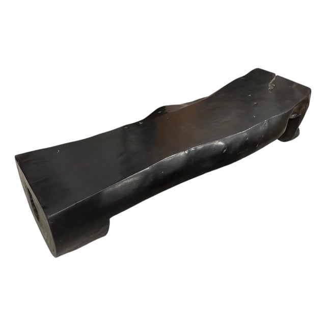 Andrianna Shamaris Log Style Live Edge Charred Teak Wood Bench For Sale