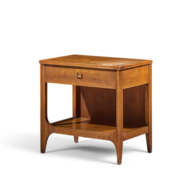 Mid-Century Modern Broyhill Brasilia Mid Century Walnut and Brass Nightstand For Sale - Image 3 of 7
