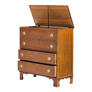 Mule Chest, Antique Blanket Chest, Blanket Box With 2 Drawers & Scalloped Skirt (C. 1800-1840). For Sale