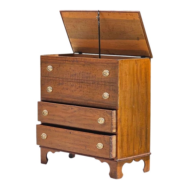 Mule Chest, Antique Blanket Chest, Blanket Box With 2 Drawers & Scalloped Skirt (C. 1800-1840). For Sale