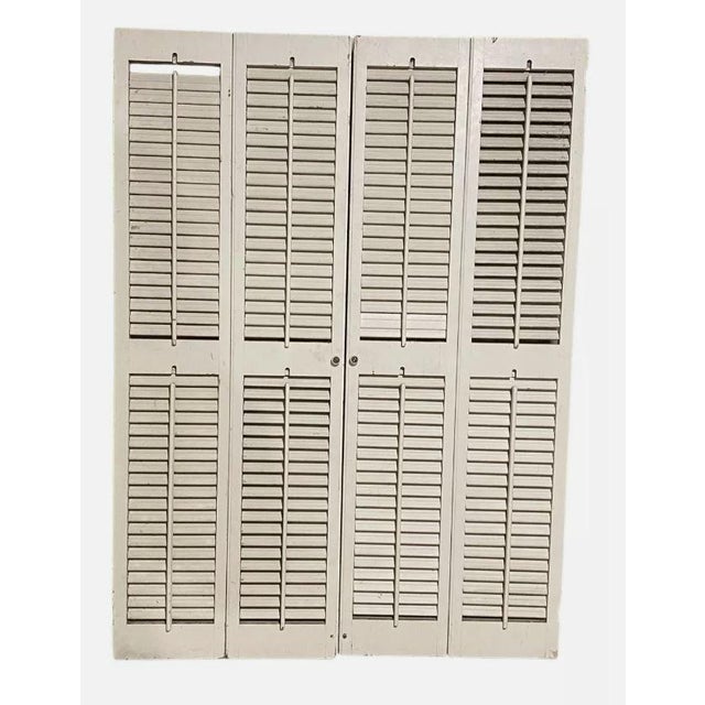 36” tall 14” wide each side, will fit a 28” wide window 1.5” side wood strips shutters need better cleaning and possibly...