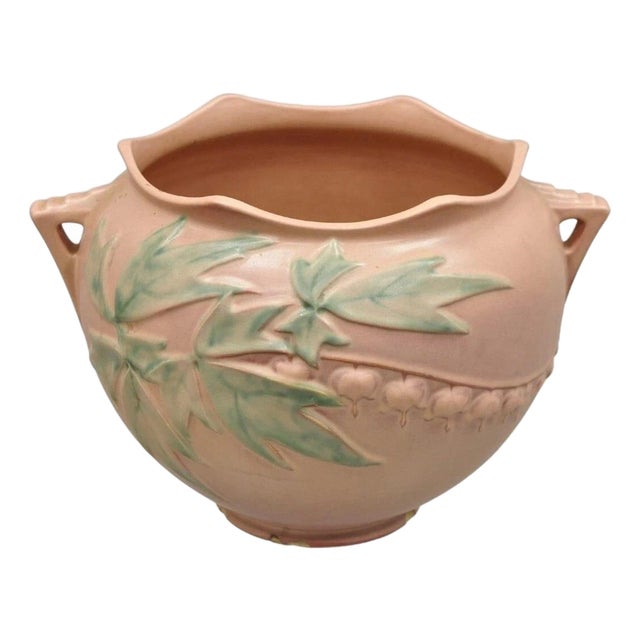 Antique Roseville Gardenia Bleeding Heart Pink 651-8" Jardiniere Planter Pot For Sale