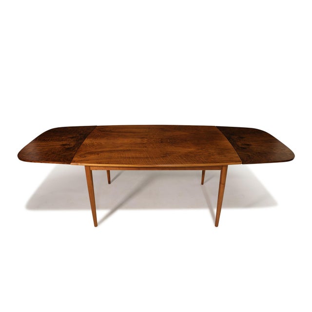 Wood Mid 20th Century Kurt Ostervig Burled Walnut Dining Table With Eye-Catching Grain For Sale - Image 7 of 15