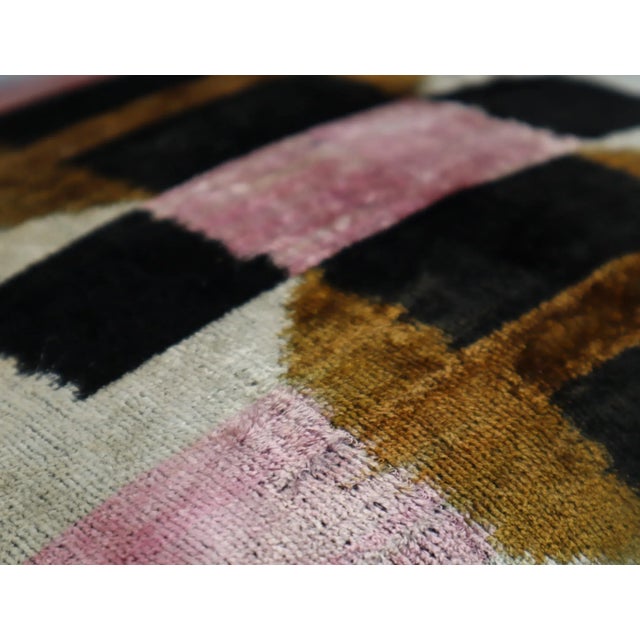 Handmade Pink & Brown Silk Velvet Throw Pillow & Down Insert For Sale In San Francisco - Image 6 of 12