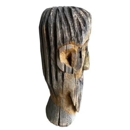 Folk Art Early 20th Century Folk Art Beehive Tree Trunk Head For Sale - Image 3 of 7