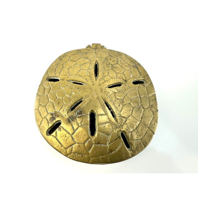 Metal Vintage Mid Century Brass Sand Dollar Trinket Dish For Sale - Image 7 of 9