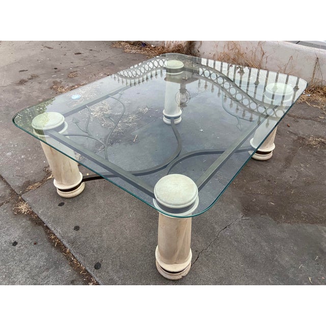 Vintage MCM Modern Glass Steel and Stained Wood Cocktail Coffee Table For Sale - Image 10 of 18