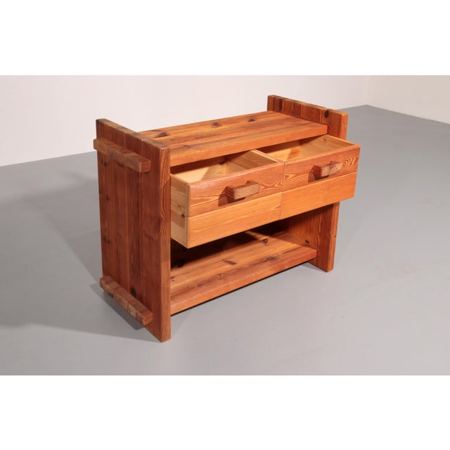 1970s Brutalist Scandinavian Pine Cabinet by Hans Frydendal, 1970 For Sale - Image 5 of 12