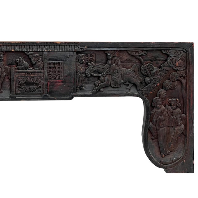 Chinese Chinese Vintage Dimensional Relief Scenery Carving Wood Wall Art For Sale - Image 3 of 6